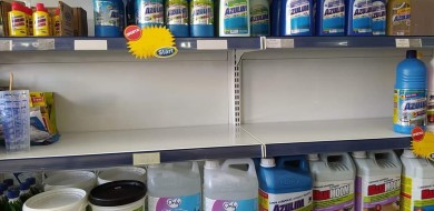 Falta de álcool em gel