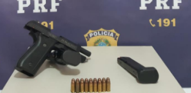 Homem é preso com pistola e munições na BR-365, em Uberlândia