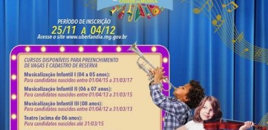 Inscrições para Escola Municipal Cidade da Música terminam nesta sexta (4)